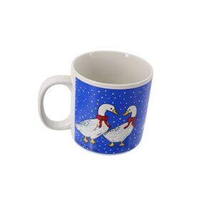 Korea Geese Mug 1980s Blue Ceramic Cup Coffee Tea 93709